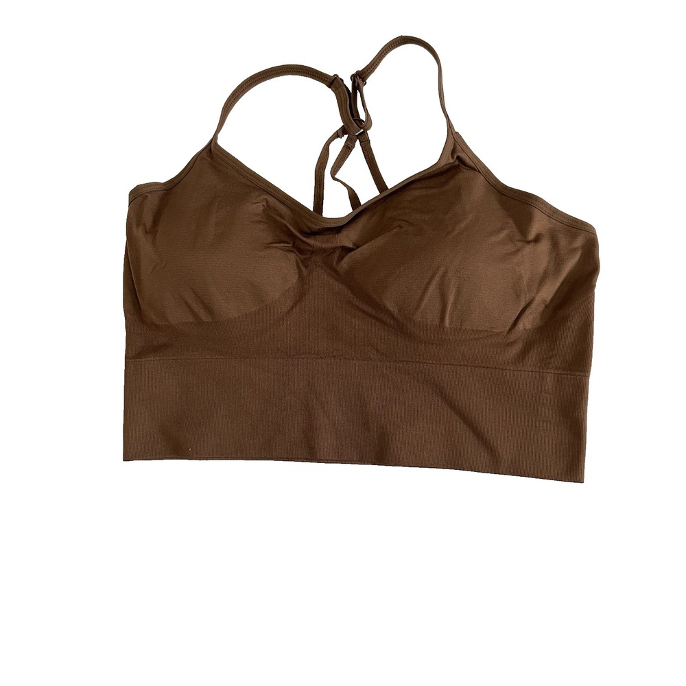Pretty Little‎ Thing Dark Brown Basic Seamless Padded Sports Bra Large